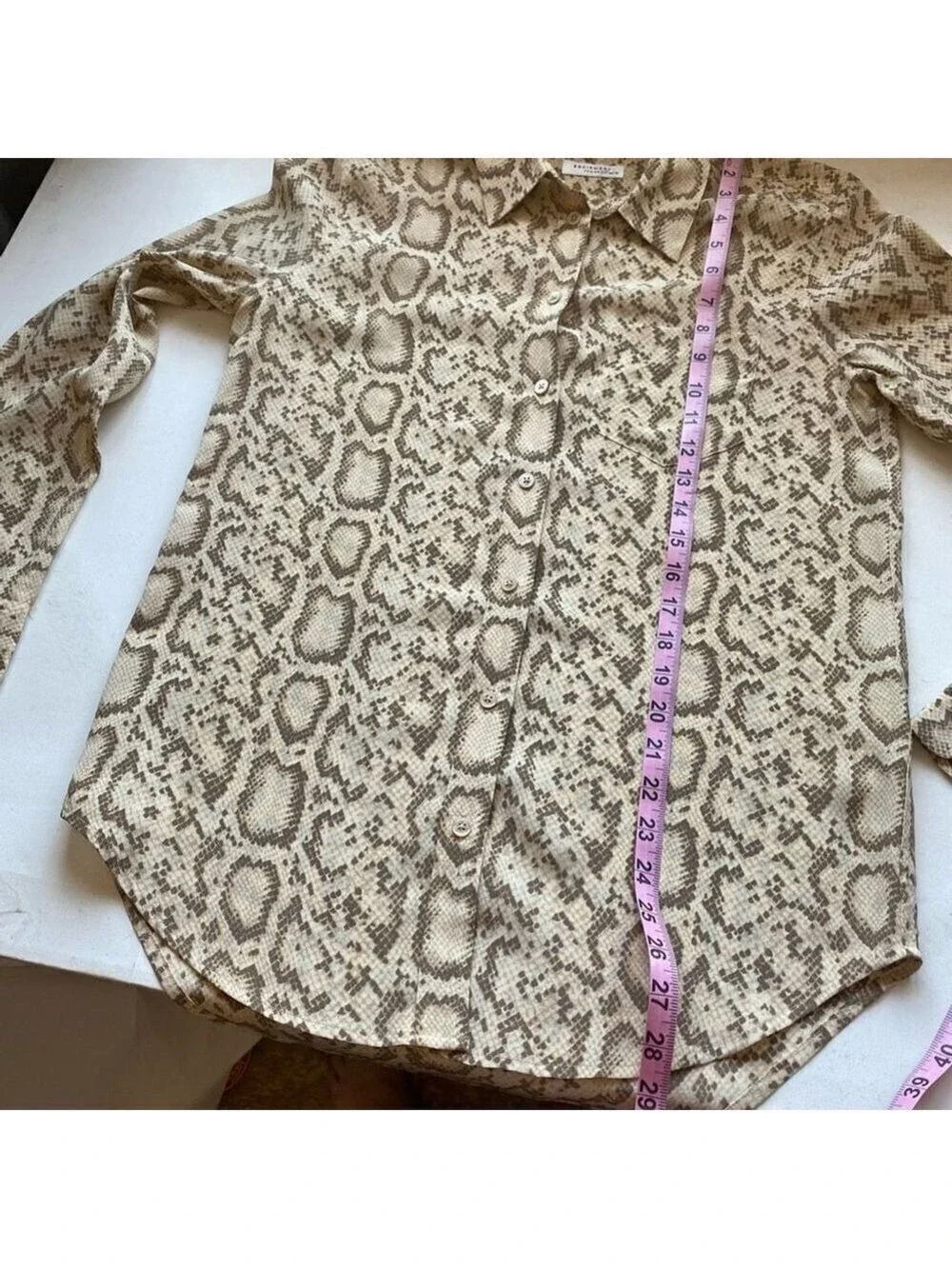 Designer Equipment Femme 100% Silk Keira Tan Snakeskin Print Blouse M